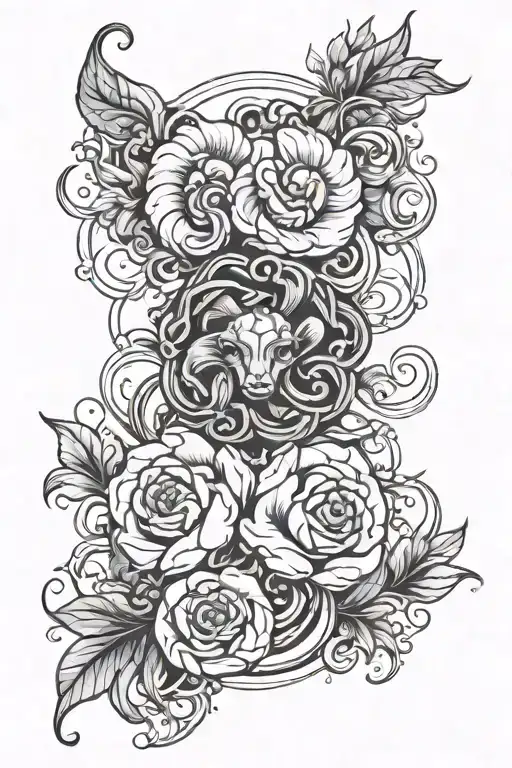 Aries Zodiac Flower Intertwined Fire Coming