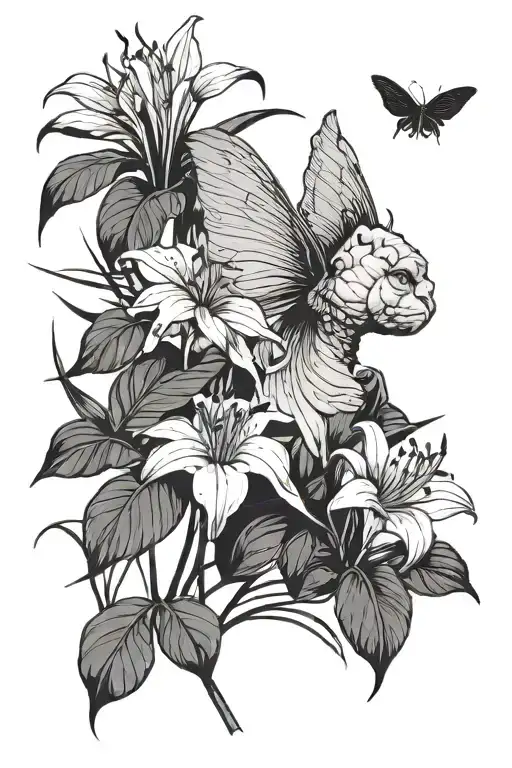 Sphinx And Spider Lily Minimalism