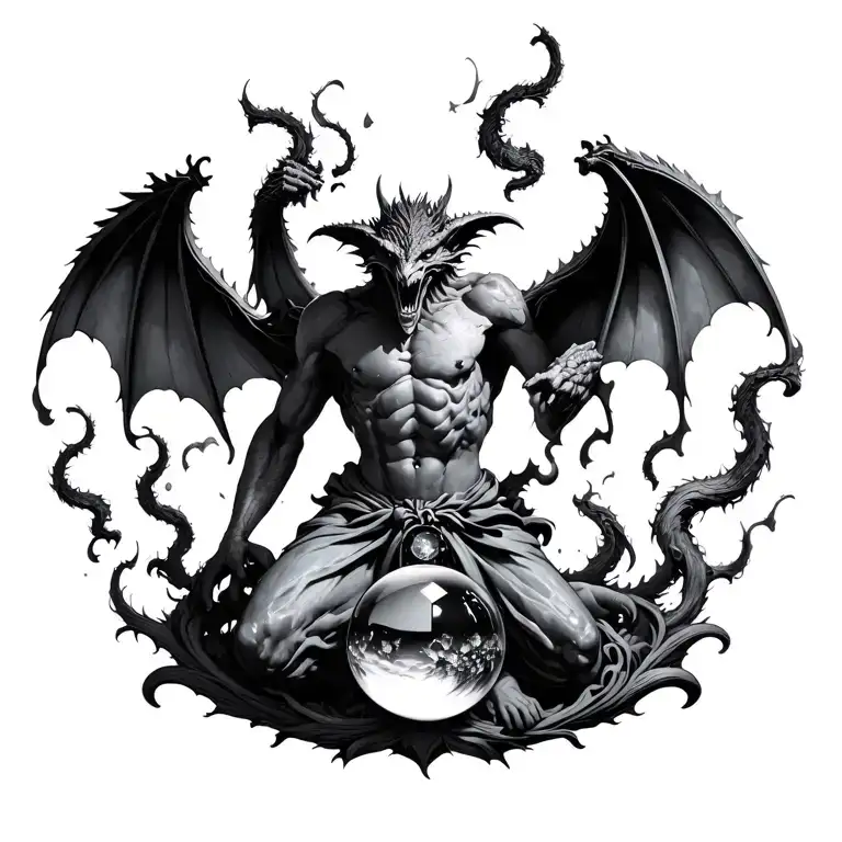 Gargoyle Crystal Ball Spirits Floating