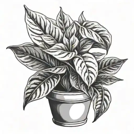 Potted Aglaonema Plant