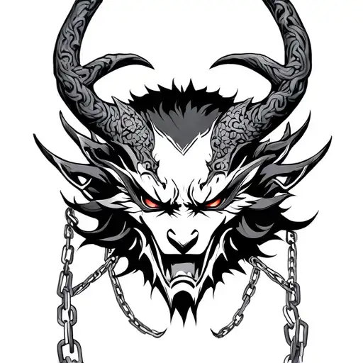 Japanese Demon Tattoo With Chains