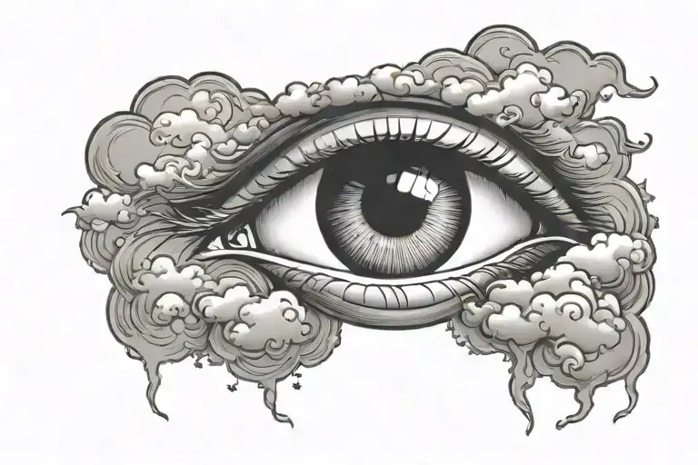 Eye With Cloud Background