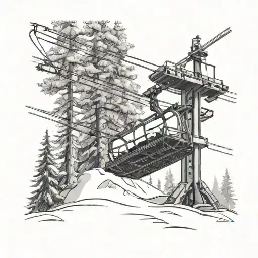 Ski Tree Chairlift Snow