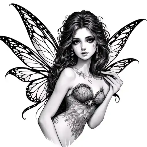Sexy Elegant Fairy Hand Tattoo Design
