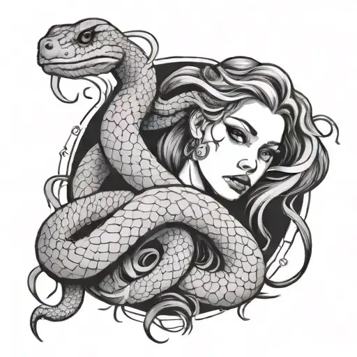 Girl And Snake Wrapped