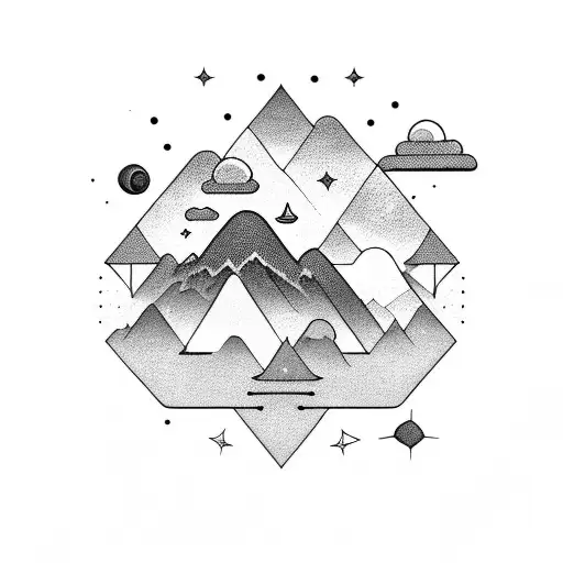 Constellation Background With Mountains