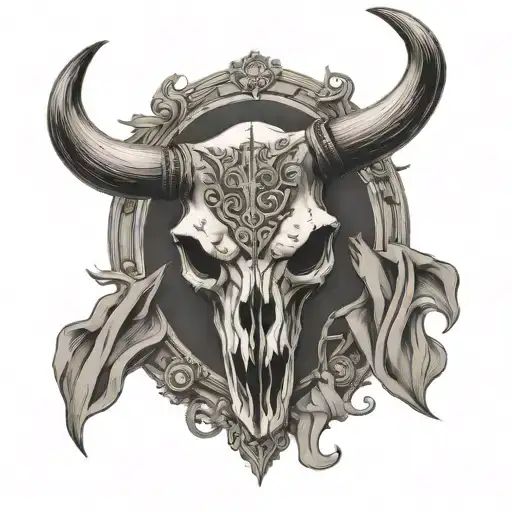 Western Bull Skull Surrounded