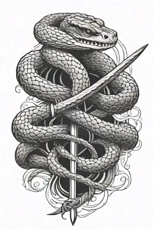 Snake And Samurai Sword Going