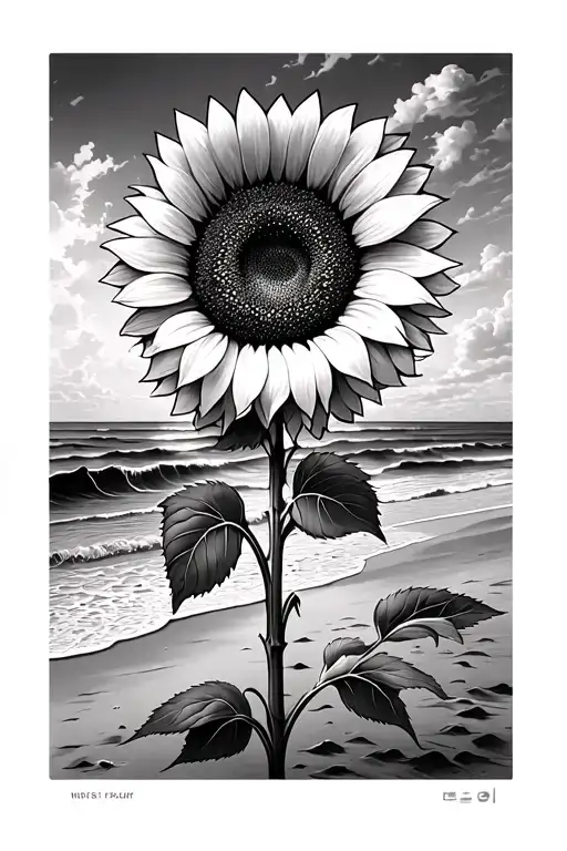 Sunflower On A Beach Landscape