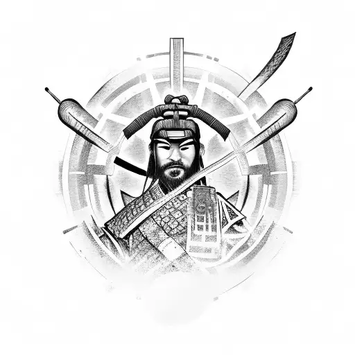 Samurai Warrior With Universe Background