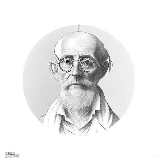 A Portrait Of A Famous Philosopher With A Computer Motherboard As A Background