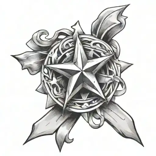 Star With Ribbon Wrapping Around Arm