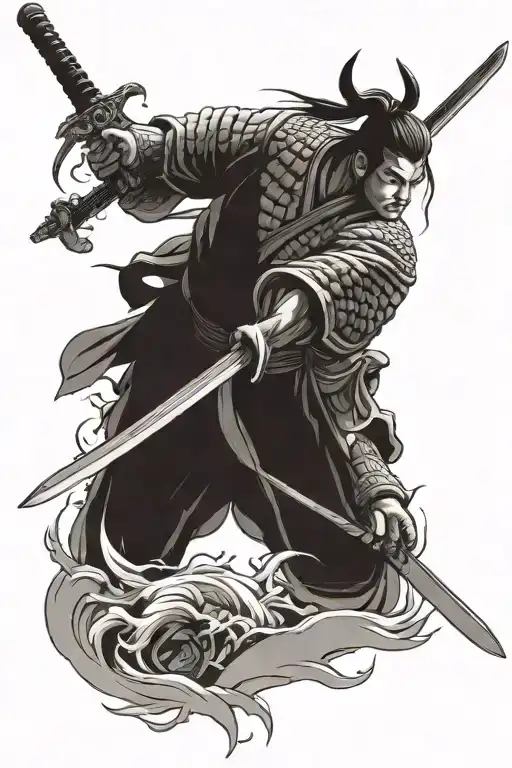 Samurai's Hands Pull Out Sword