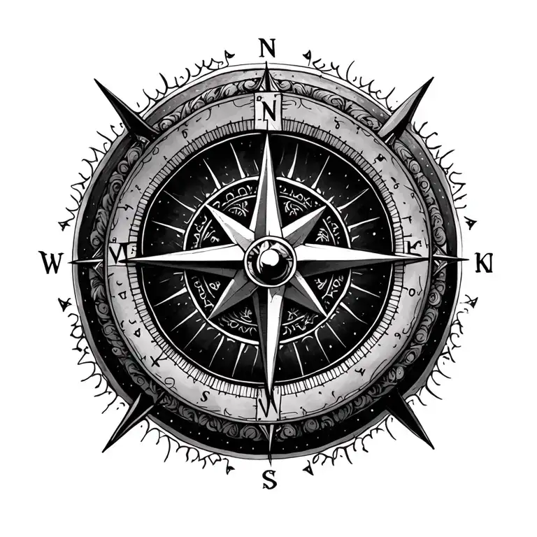 Compass Rose With Intricate Details
