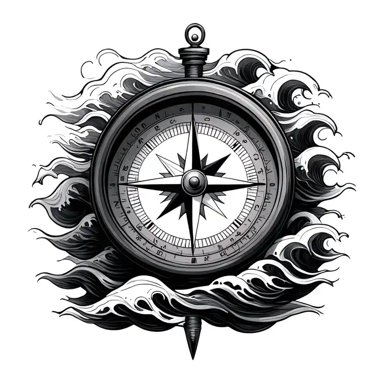 Compass With Waves
