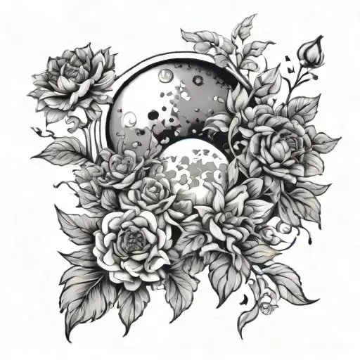 Moon And Flowers