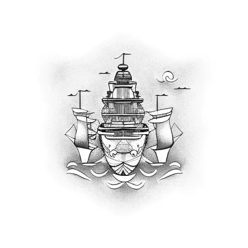 A Dotwork Design Of A Disney Cruise Ship Sailing Around The Globe