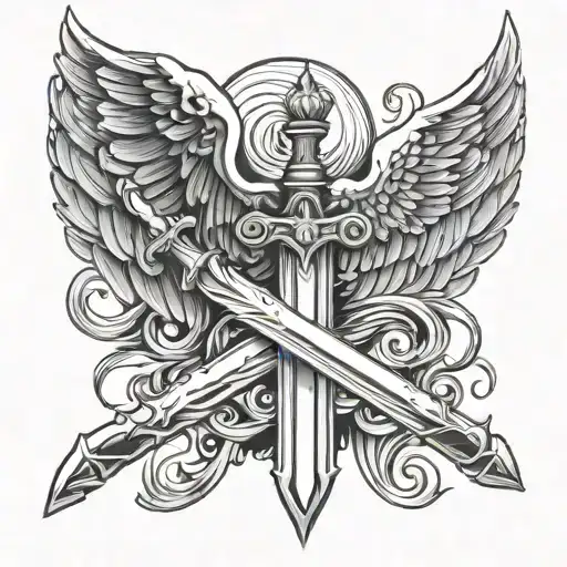 Sword And Angel Wings Wrapped