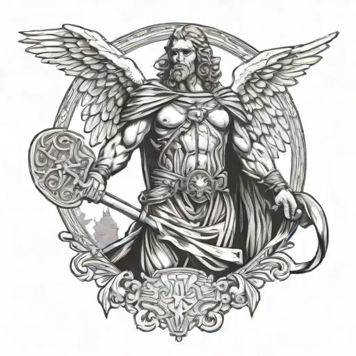 Azrael Male Angel Holding A Hammer