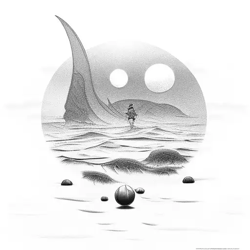 Sunset Scene With Disney Characters In A Tropical Paradise Setting