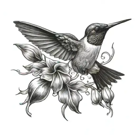 Hummingbird And Sweet Pea Flower