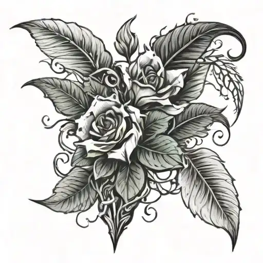 Cover Up Tattoo On Calve Plants Intertwined