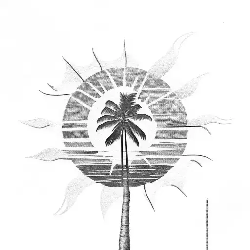 Plane With Palmtree And Sun