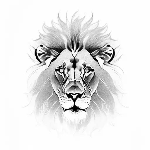 Male Lion Female Lion And 3 Puppy