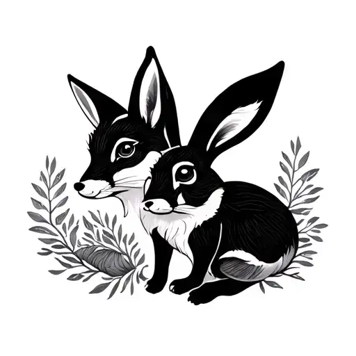 Fox And Rabbit In The Form Of A Symbol