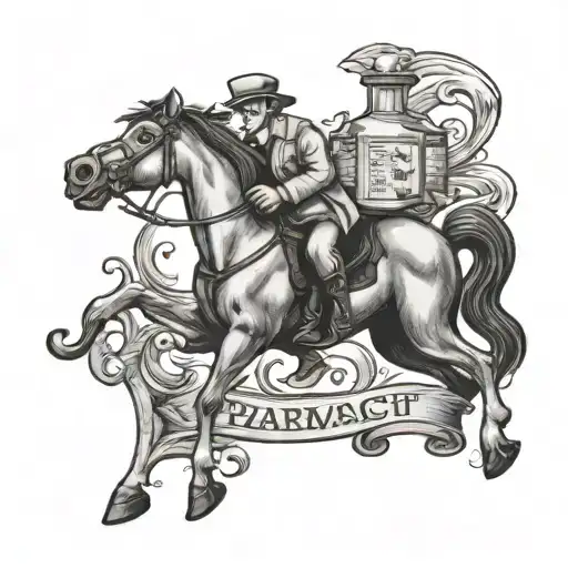 A Pharmacist Holding A Potion Bottle With A Small Disney Character Riding A Horse On The Label