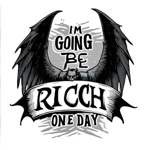 Im Going To Be Rich One Day Words With Bat Spreading Wings