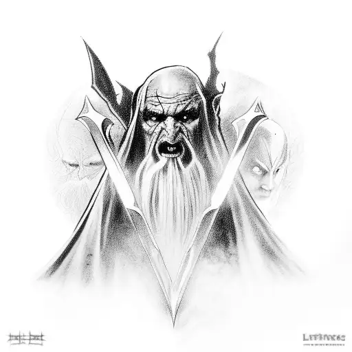 Lord Of The Rings Themed Tattoo Focusing More On The Dark Villainous Characters And Themes