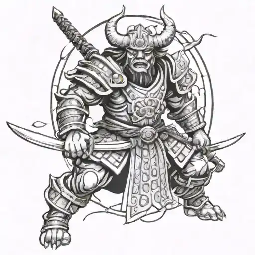 Minotaur Samurai Warrior