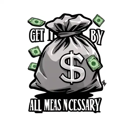 Get It By All Means Necessary In Words With Money Bag