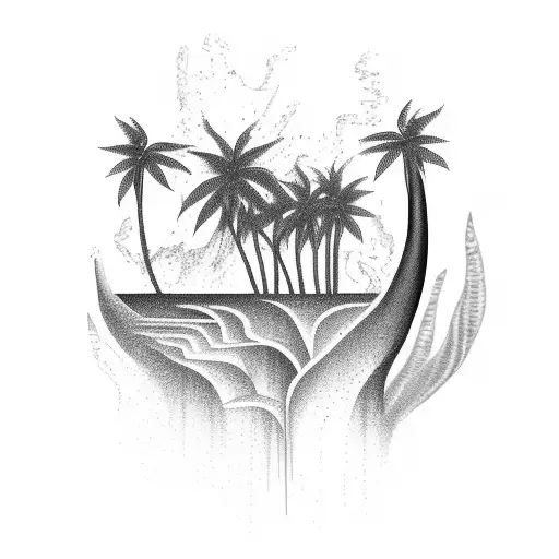 Combine A Waterfall And Palm Tree Into A Unique Design