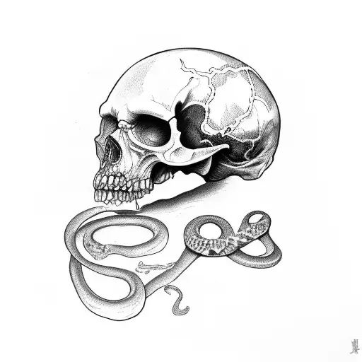 Broken Skull With Snake Sleeve