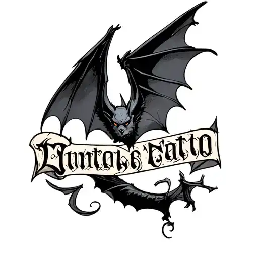 Spnd In Letters With Bat Spreading Wings Hunting A