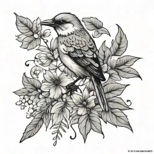 Bird And Herb Leaves