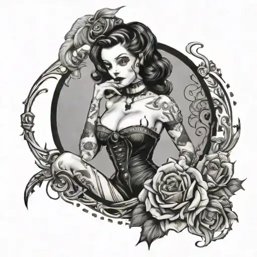 Gothic Horror Pinup Girl Full Body
