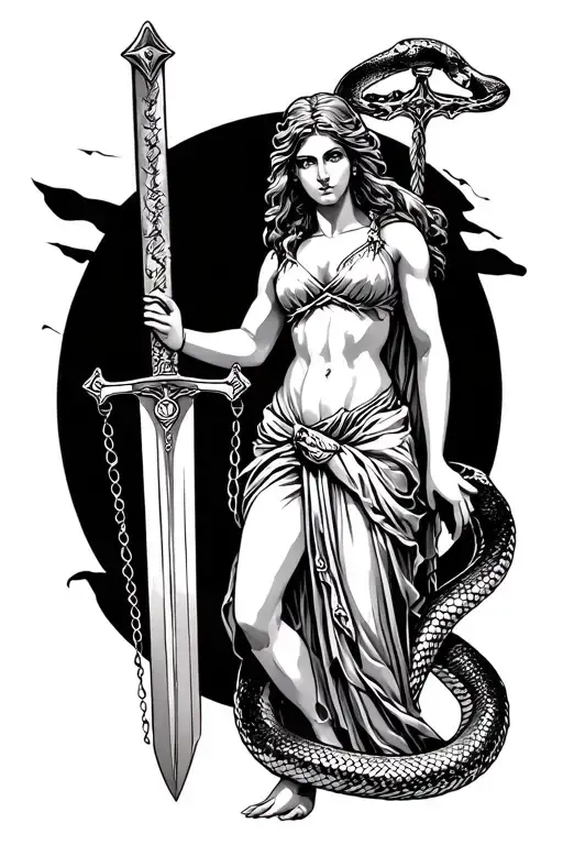 Lady Justice With Sword And Snake