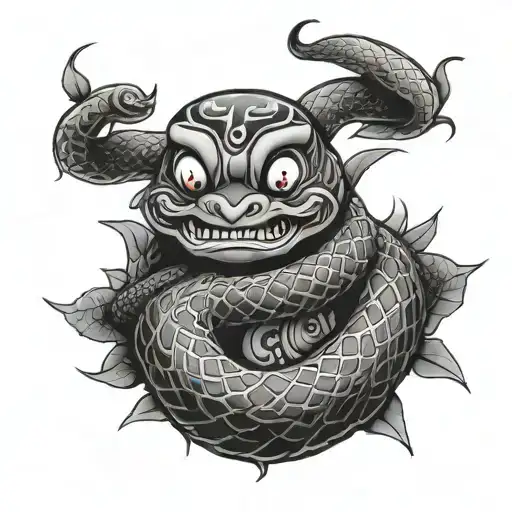 Snake And Daruma Doll