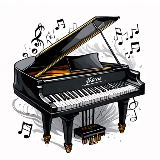 Piano Keys Surrounded By Music Notes