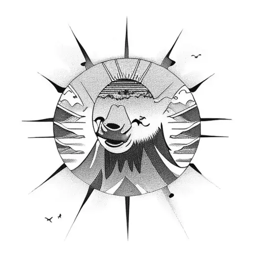 A Sun Setting Over A Serene Waterfall In A Lush Jungle