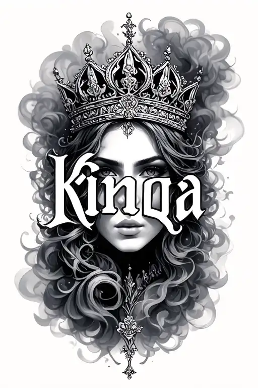 The Name Kinga With Smoky Royal Background