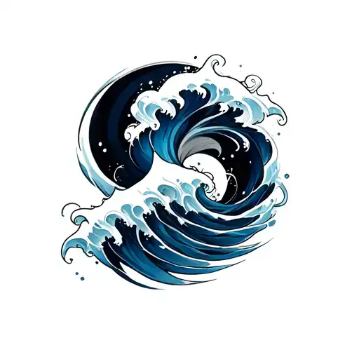 Dark Blue Swirl Waves Full Sleeve
