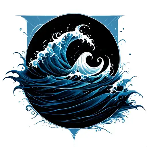 Dark Blue Swirl Waves Full Sleeve