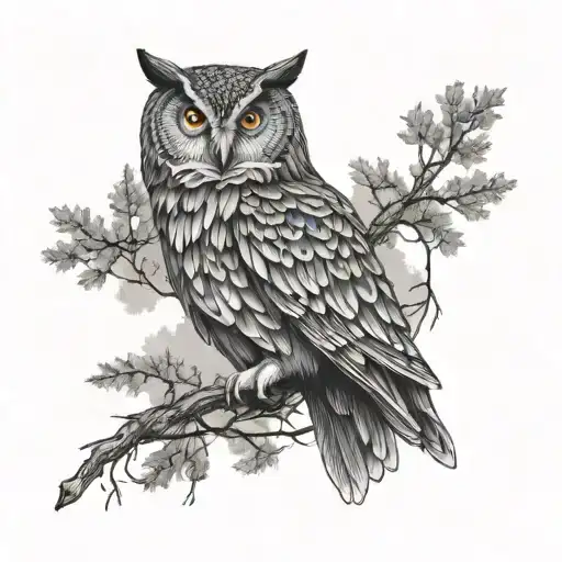 Owl With Forest In Back