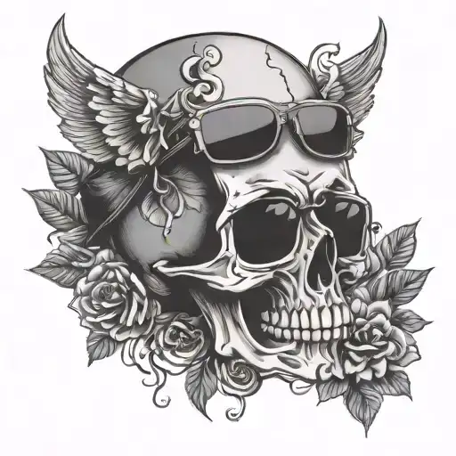 Skull With Love Heart Sunglasses