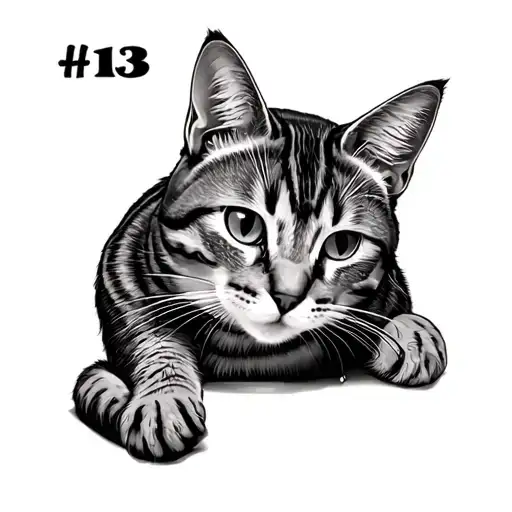 Tabby Cat With Number 13 In Stripes