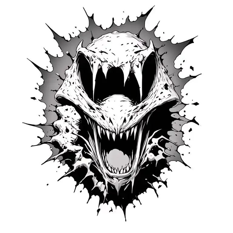 Dark Creature Breaking Through Building